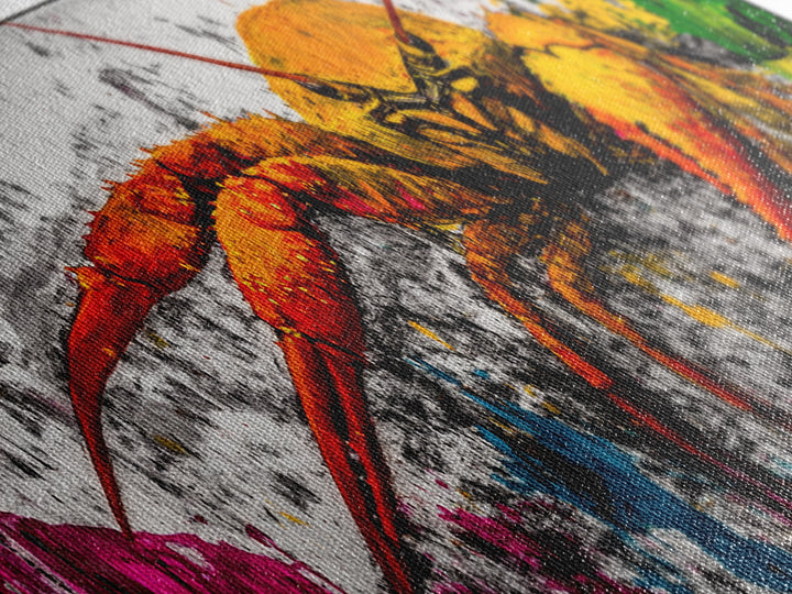 Abstract Crab Art, Coastal Marine Painting, Bold Ocean Life Wall Decor, Nautical Beach House Art, Vibrant Wildlife Print, Framed Canvas Print