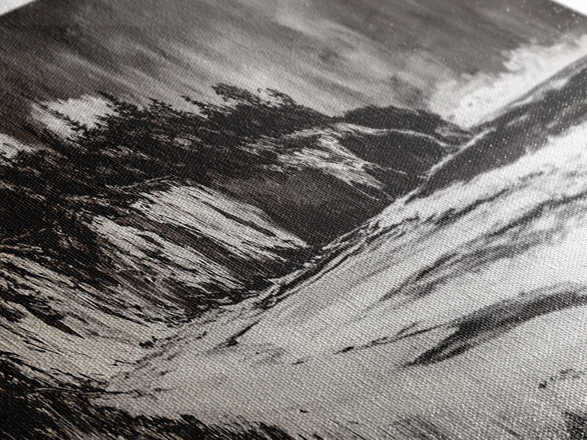 Bold Coastal Cliff, Monochrome Seascape Painting, Dramatic Nature Wall Art, Minimalist Ocean Print, Modern Home Decor, Framed Canvas Print