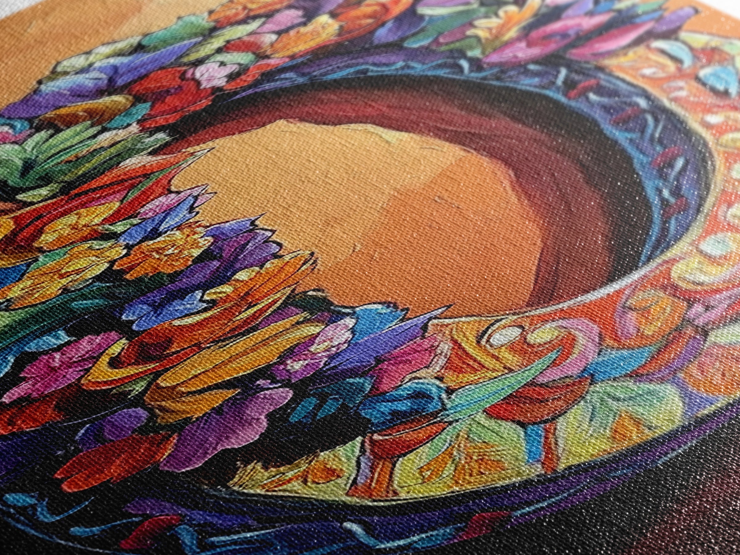 Autumn, Floral, Wreath, Decor, Framed Canvas Print, Fall boho wall art, rustic kitchen decor, entryway farmhouse painting, cozy orange tones