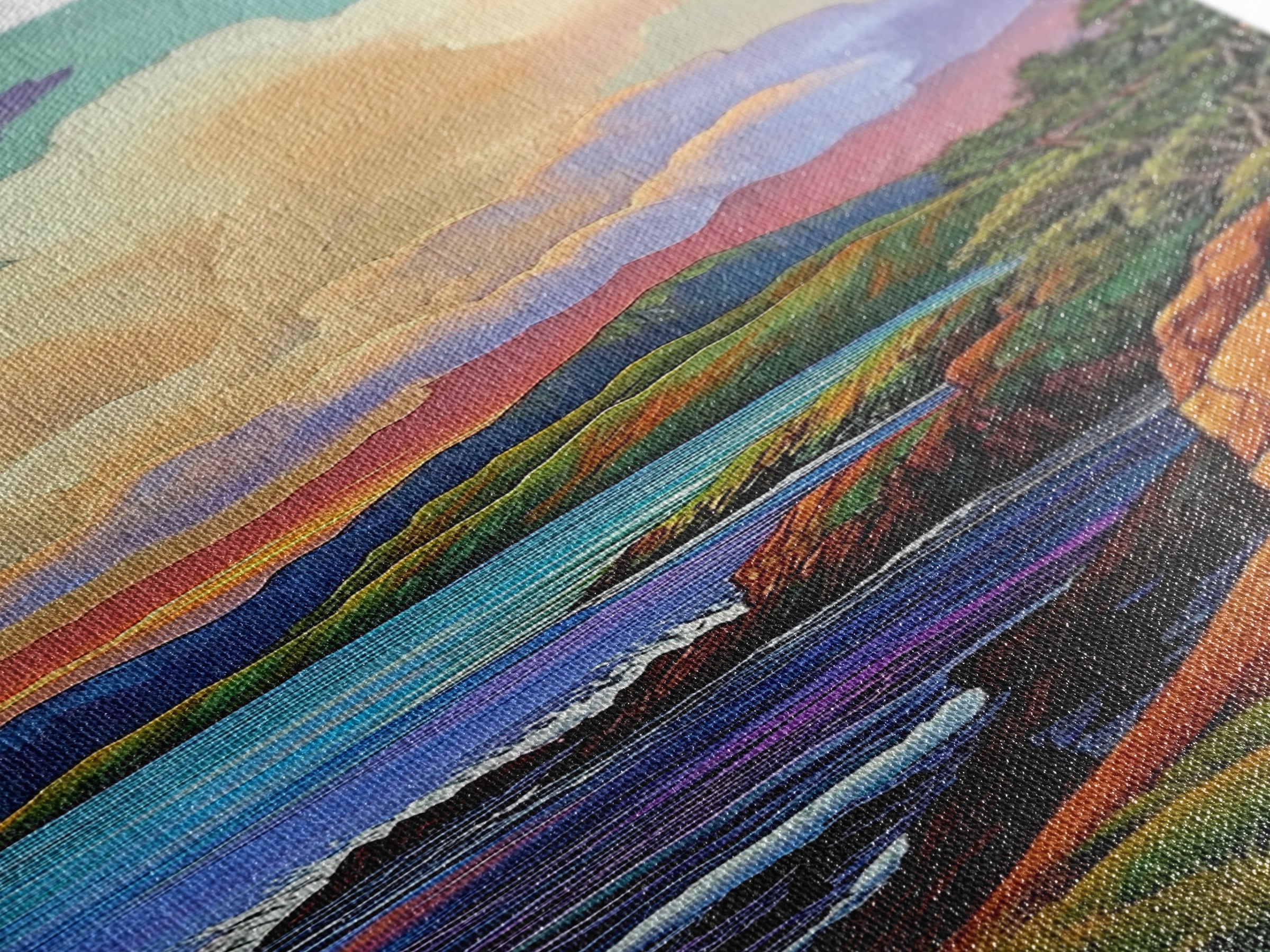 Coastal, Sunset, Cliffs, Horizon, Framed Canvas Print, Bold ocean view in painterly style, perfect Living Room Wall Art or Nature Inspired Decor