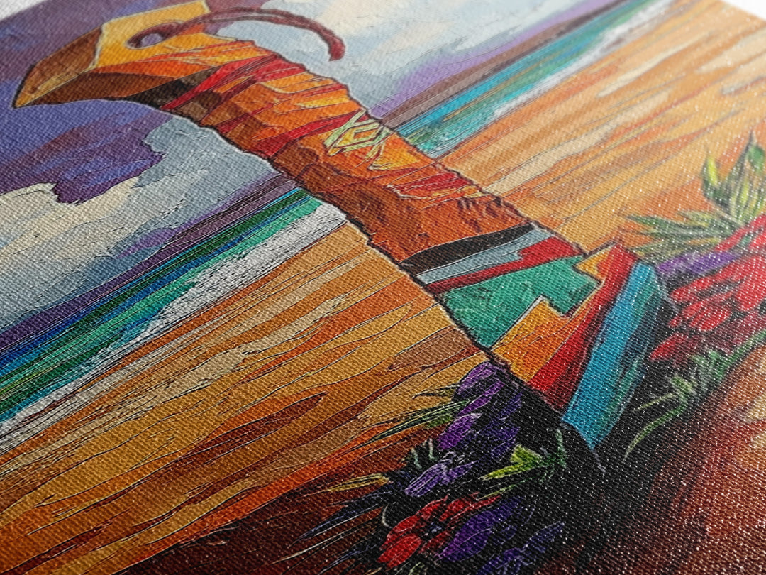 Beach Sword, Coastal Flowers, Tropical Beach Art, Vibrant Ocean Decor, Nautical Boho Style, Entryway Accent, Canvas Print