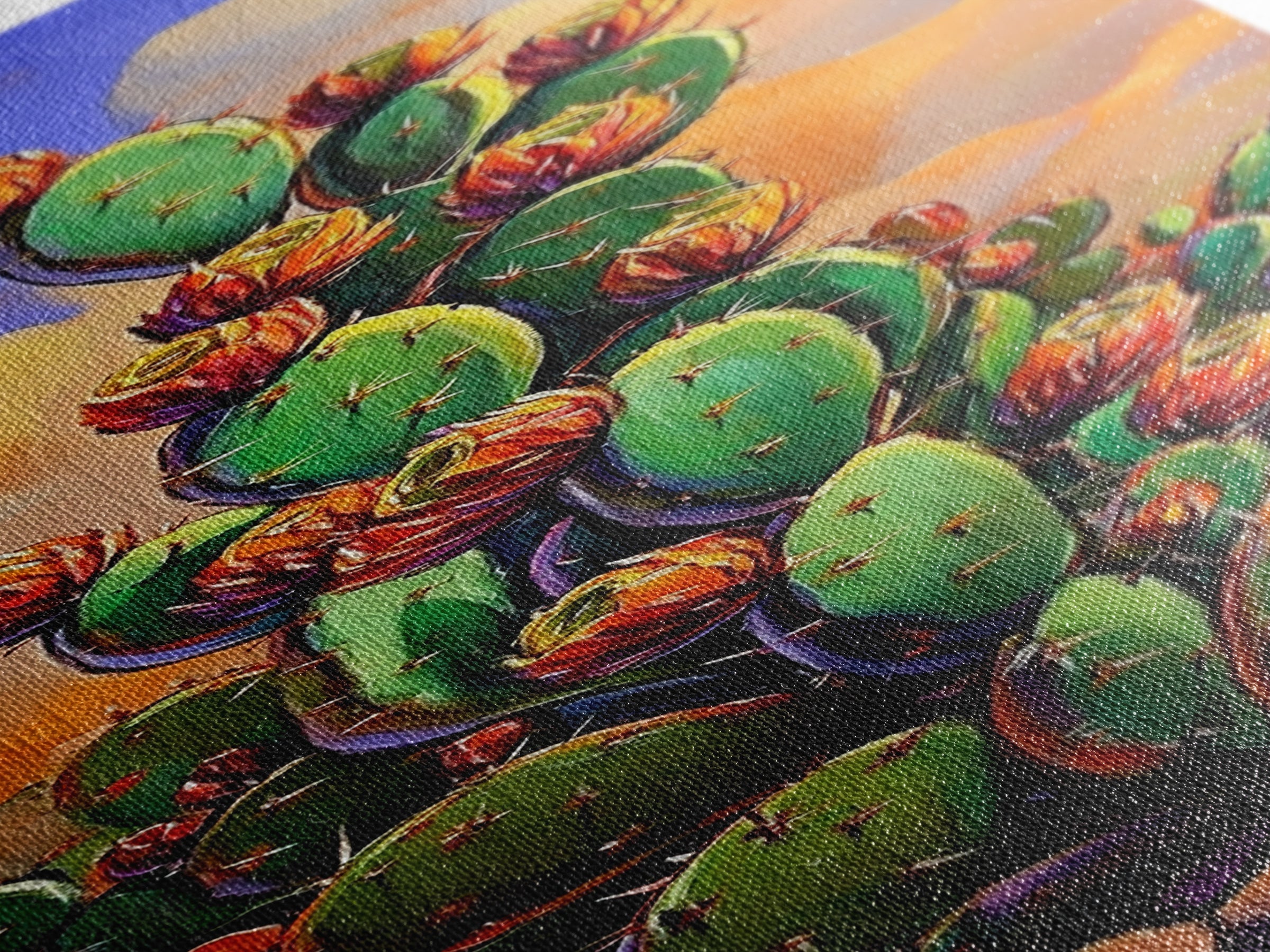 Cactus Bloom, Desert Art, Vibrant Southwestern Nature Decor, Boho Plant Lover Gift, Rustic Living Room Style, Canvas Print