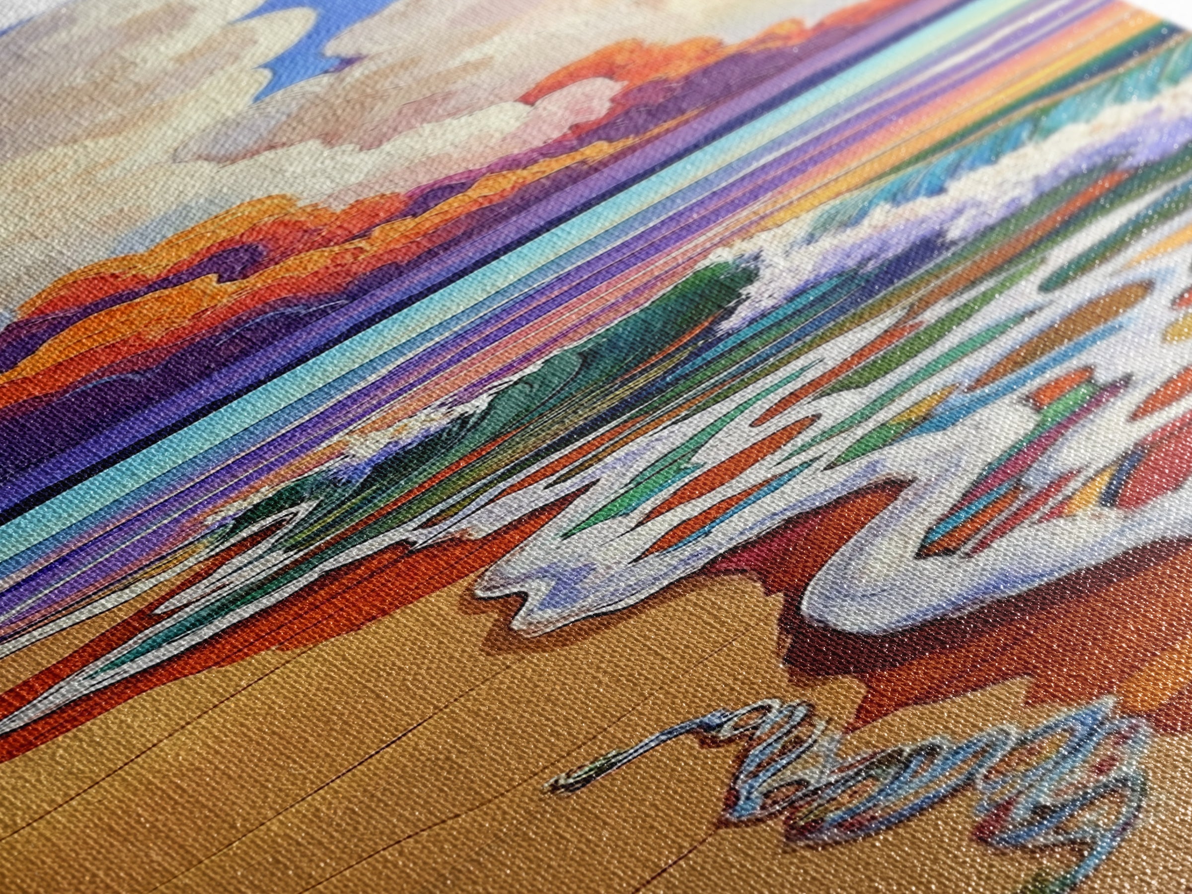 Beach Wave, Necklace, Shore — Canvas Print of whimsical wave reaching jewelry on sand, perfect Boho Bathroom Wall Art or Beach Lover's Gift Decor