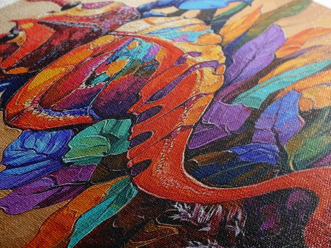 Crab Abstract, Bright Sea, Canvas Print, Nautical wall art, whimsical seafood decor, coastal beach house accent, bold boho lobster painting