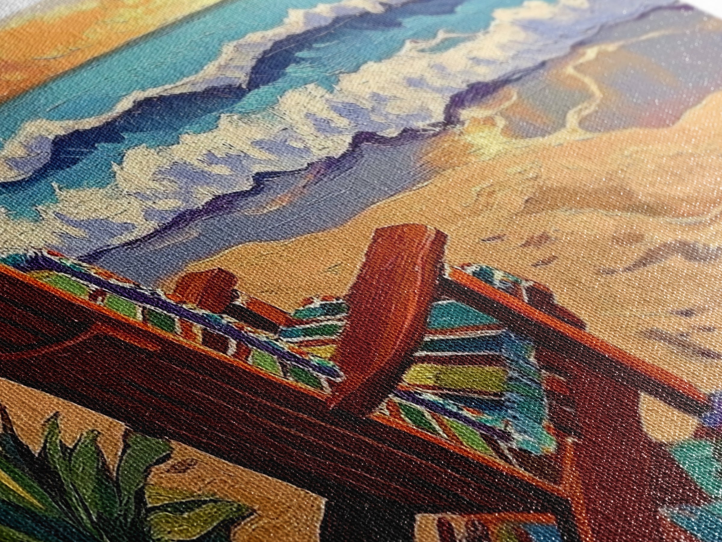 Chair Ocean, Sunset, Framed Canvas Print, Tranquil Beach Chair Painting, Relaxing Seaside Wall Decor, Zen Office Artwork