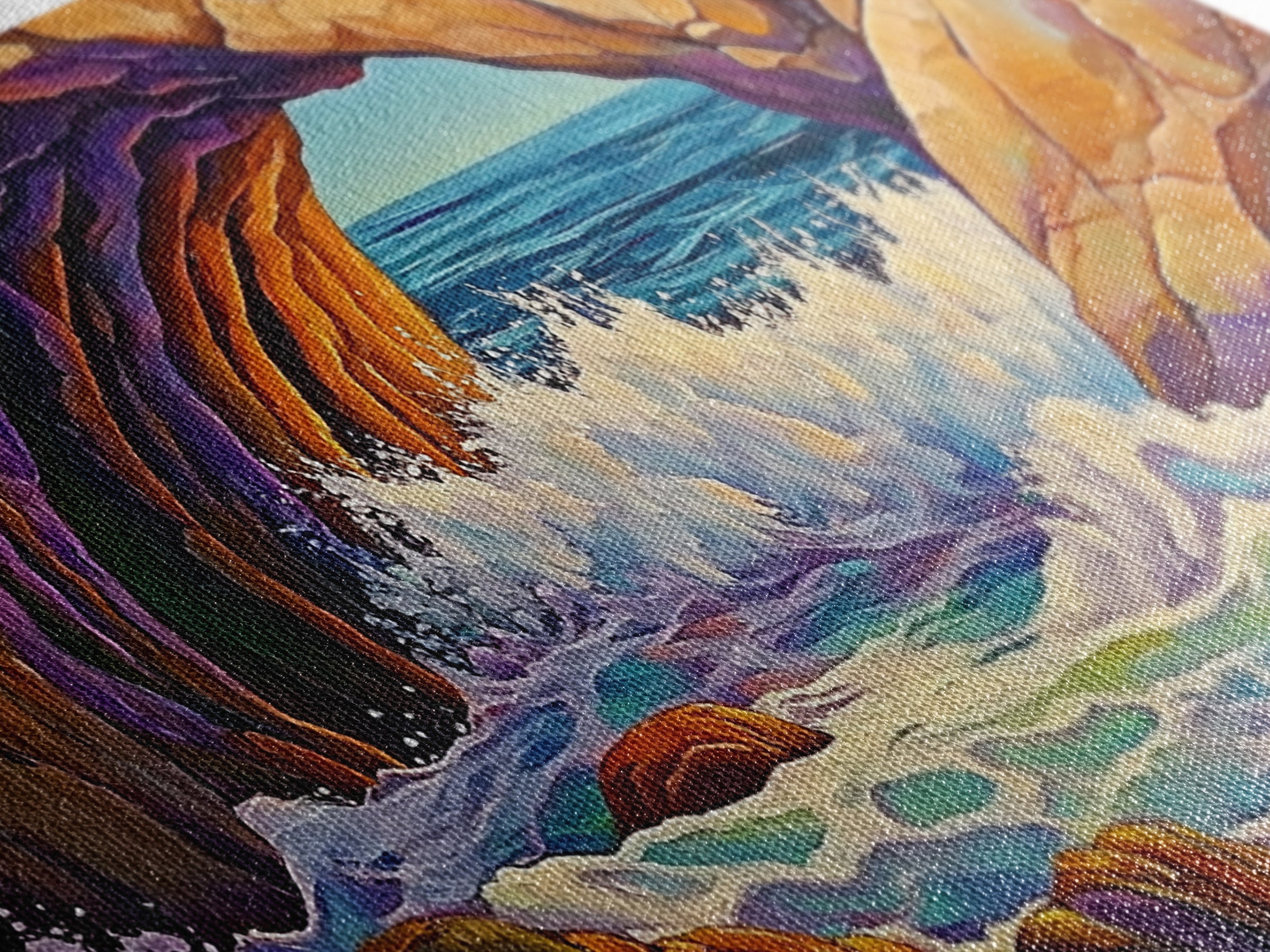 Cave Ocean, Wave, Cliff, Canvas Print, Coastal Nature Art, Bold Seaside Landscape Painting, Living Room Wall Decor, Nature Escape