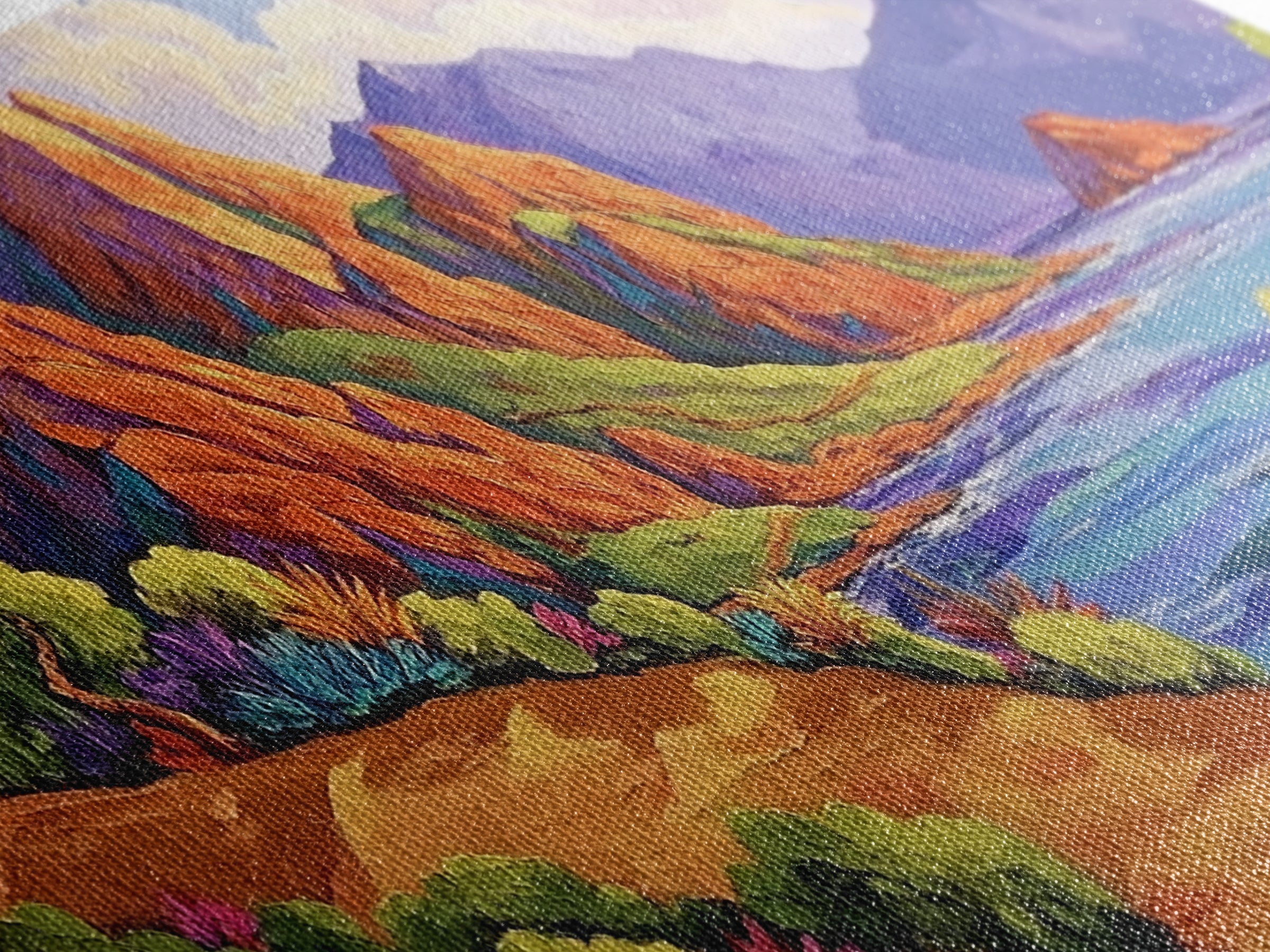 Coastal Cliffs, Tropical Shoreline, Sunset Mountains, Canvas Print, Boho Nature Wall Art, Office Decor, Landscape Painting