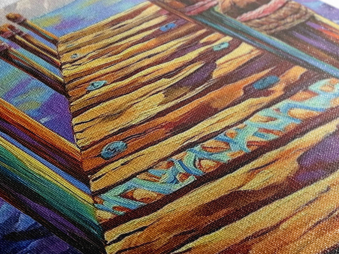 Dock View, Ocean, Coastal Path, Framed Canvas Print, Vibrant pier artwork ideal Beach House Wall Art or Nautical Entryway Decor