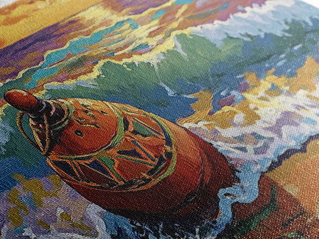 Buoy Shoreline, Sunset, Surf, Sunset Ocean Buoy Canvas Print, Coastal Wall Art, Nautical Theme Living Room, Bold Beach House Fall Decor