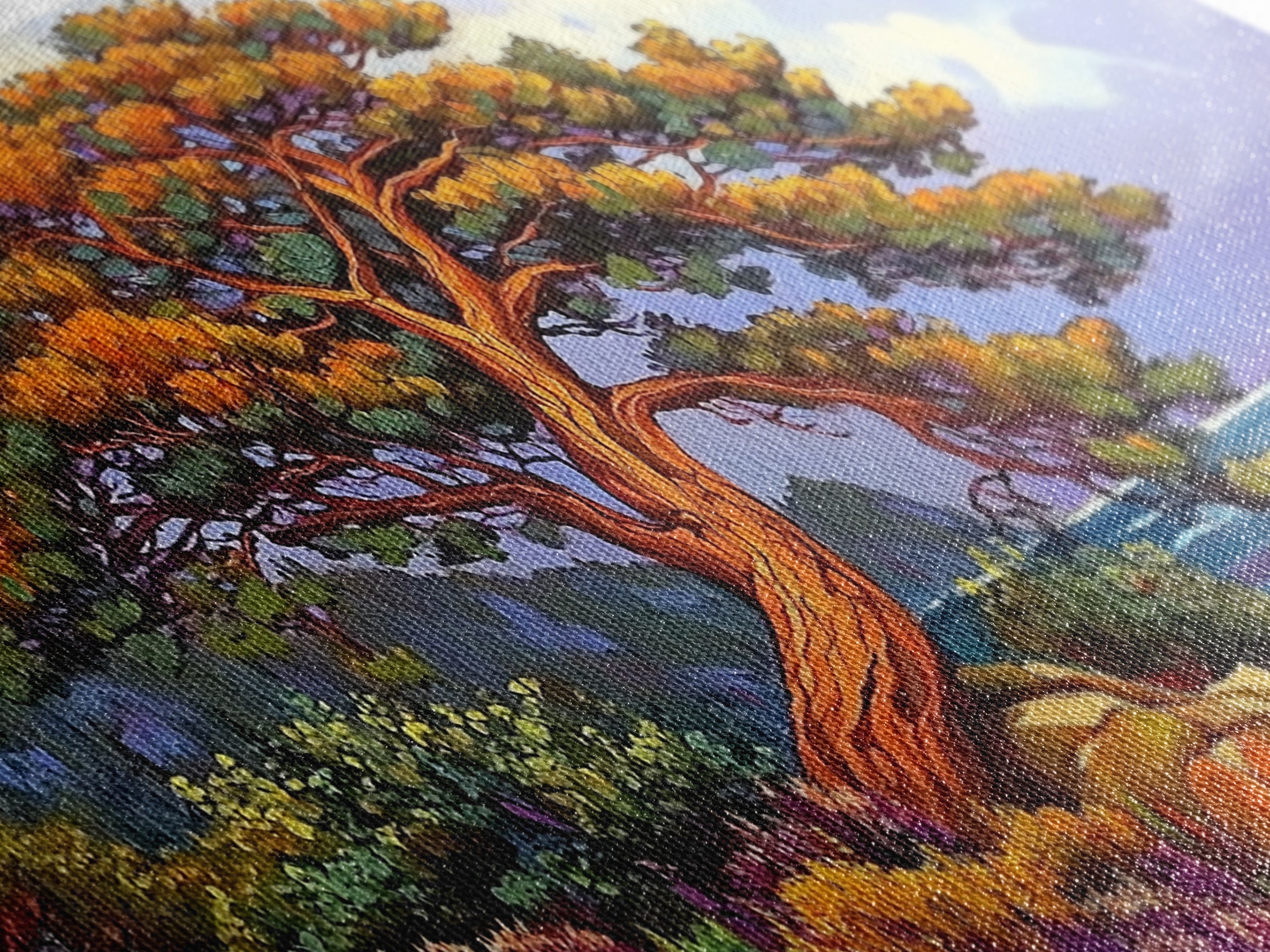 Coastal Tree, Sunset, Ocean, Vibrant tree coastal scene, Canvas Print, Fall Decor, Nature Art, Living Room Wall Art, Earthy Tones