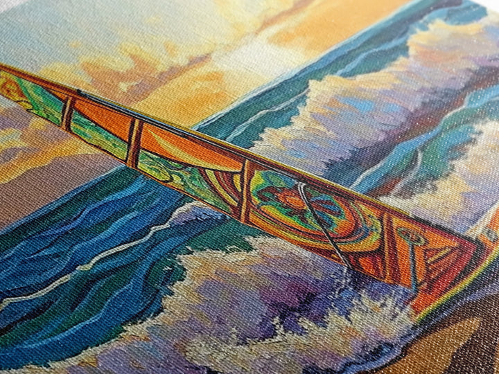 Windsurf Sunset, Beach Scene, Canvas Print, colorful surfboard at sea painting, coastal adventure, Bedroom Wall Art, surfer boho art