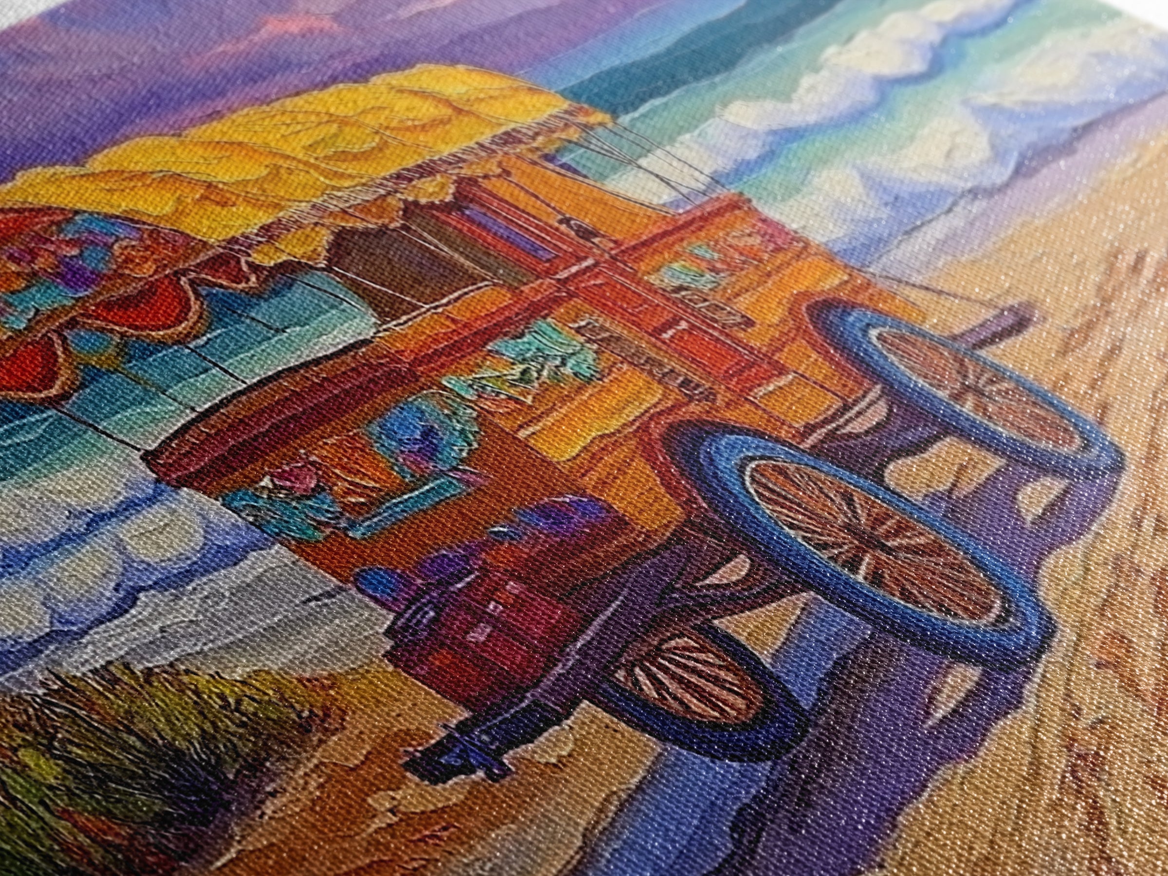 Beach Wagon, Sunset, Nostalgia, Canvas Print vintage coastal travel art Living Room Wall Art boho beach scene summer home vibe