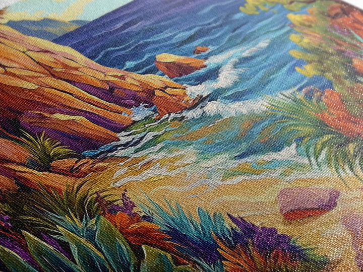 Cove Beach, Tropical, Hideaway, Coastal beach hideaway Canvas Print, tropical wall art, bedroom ocean view, vibrant color landscape