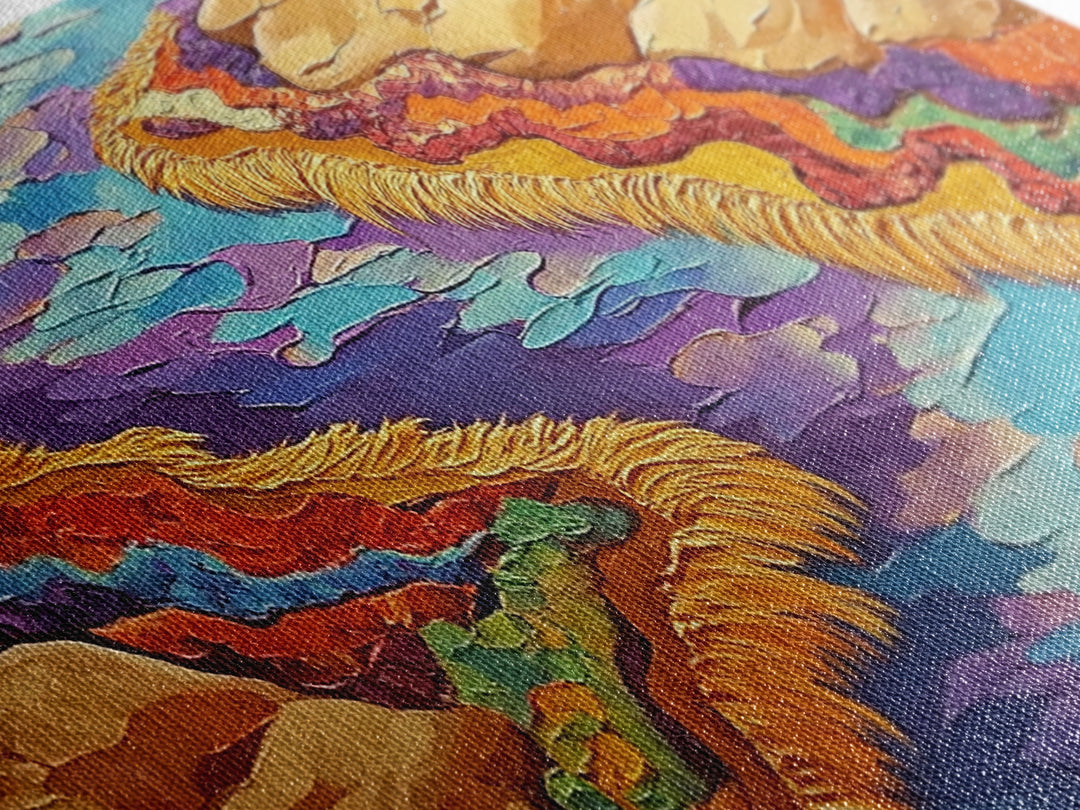 River Abstract, Color, Framed Canvas Print, Textured abstract river canyon painting, Desert Vibe Landscape Art, Hallway Wall Art