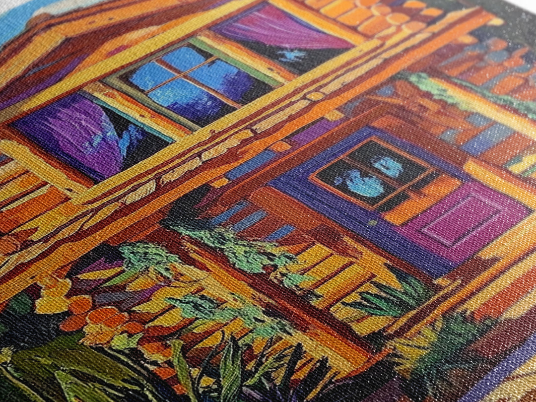 Cabin Cozy, Rustic, Nature, Framed Canvas Print log cabin wall art, autumn home decor, rustic living room print, woodland boho wall decor