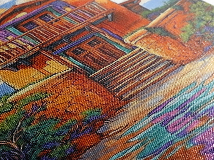 Adobe Desert, House, Framed Canvas Print, Rustic Southwest Wall Art, Earth Tone Adobe Home Decor, Boho Fall Art, Entryway Statement Piece