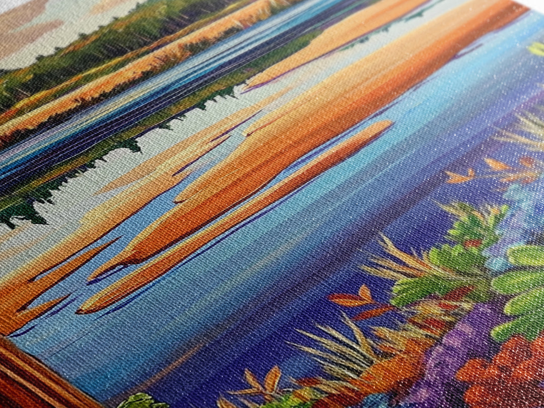 River Marsh, Reflection, Nature Landscape Canvas Print, Peaceful Lake Wall Art, Dining Room Decor, Tranquil Scenic Artwork