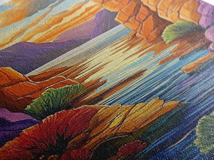 Canyon River, Twilight Calm, Desert Sunset, Flowing Stillness, Canvas Print, Nature Wall Art, Southwest Style, Peaceful Bedroom Decor