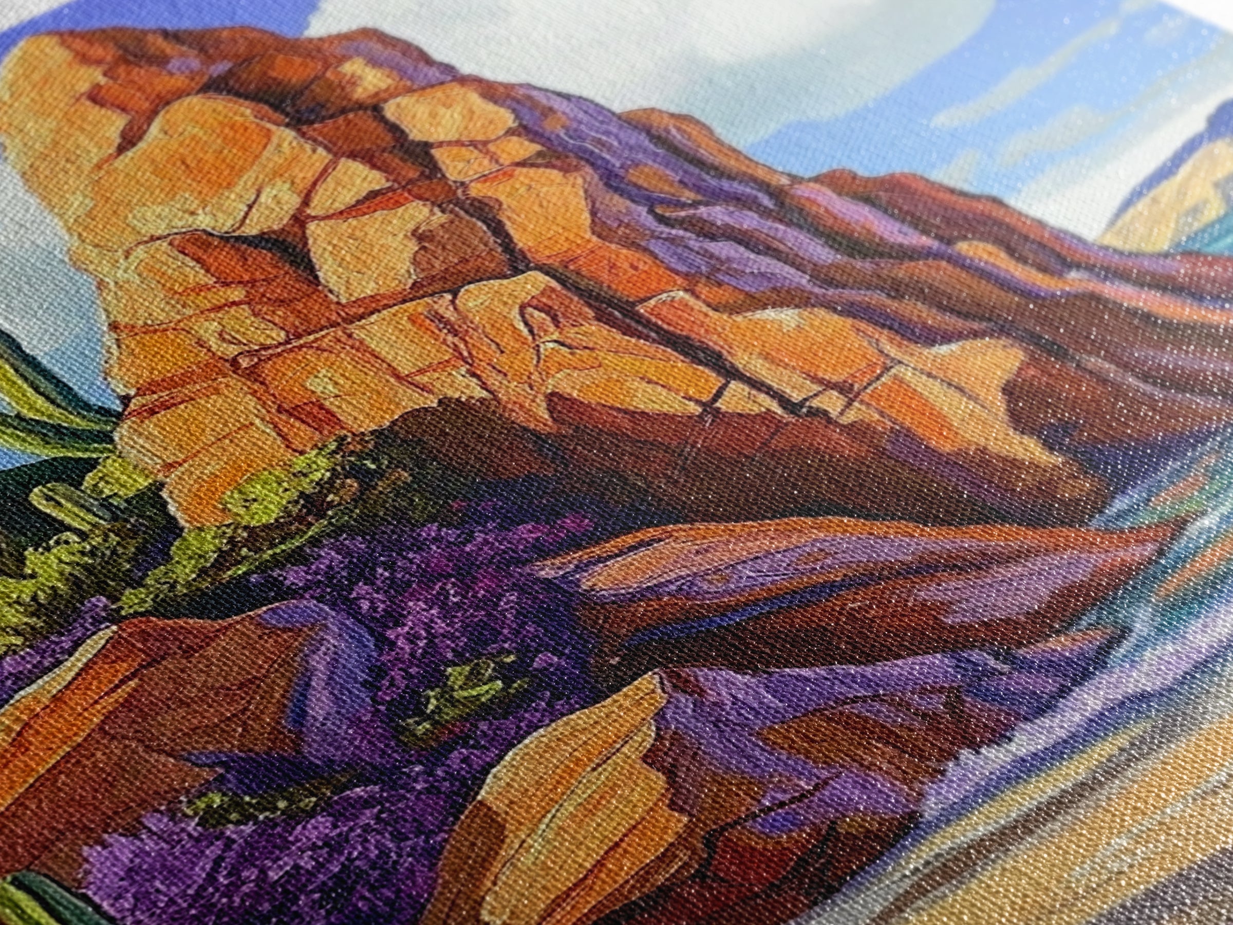 Rocky Spire, Cactus Landscape, Desert Coastline, Nature Escape, Framed Canvas Print, Western Wall Art, Adventure Travel Aesthetic