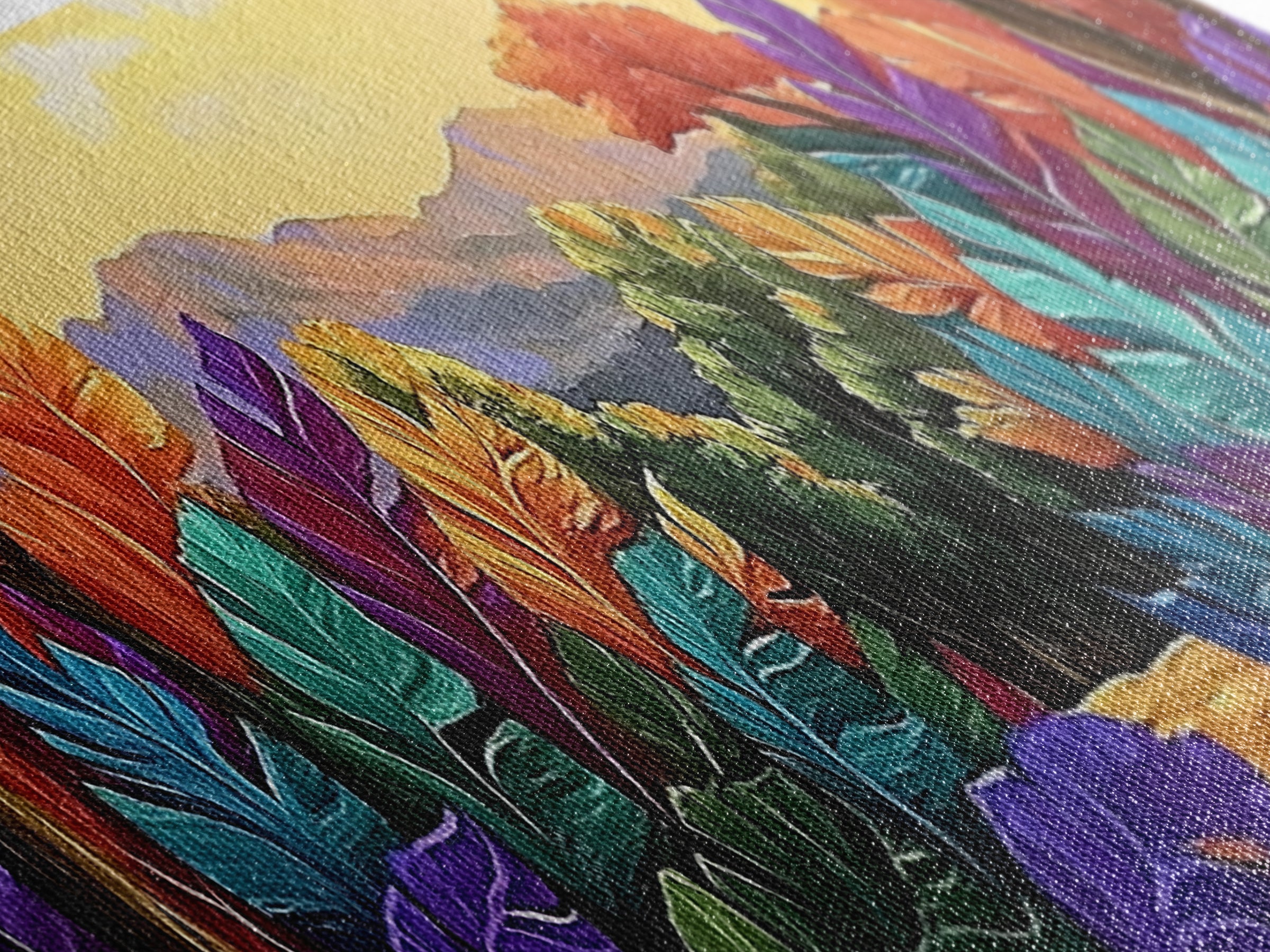 Autumn Forest Path, Colorful Fall Foliage Trail, Vibrant Nature Design, Framed Canvas Print, Cozy Hallway Art, Fall Living Room