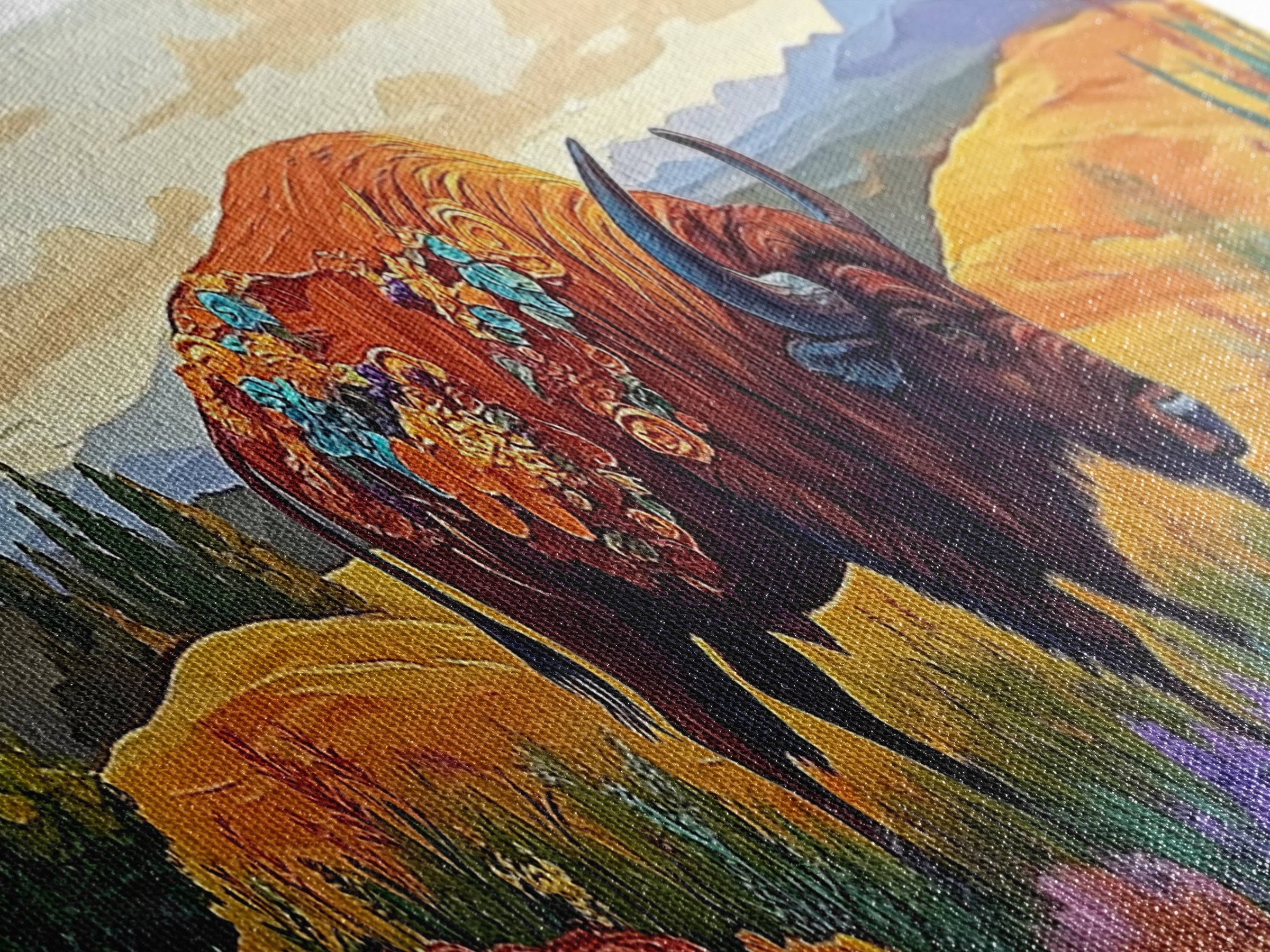 Bison Meadow, Wildflowers, Prairie Soul, Framed Canvas Print, Fall Wall Art, Western Decor, Rustic Living Room Art, Nature Art