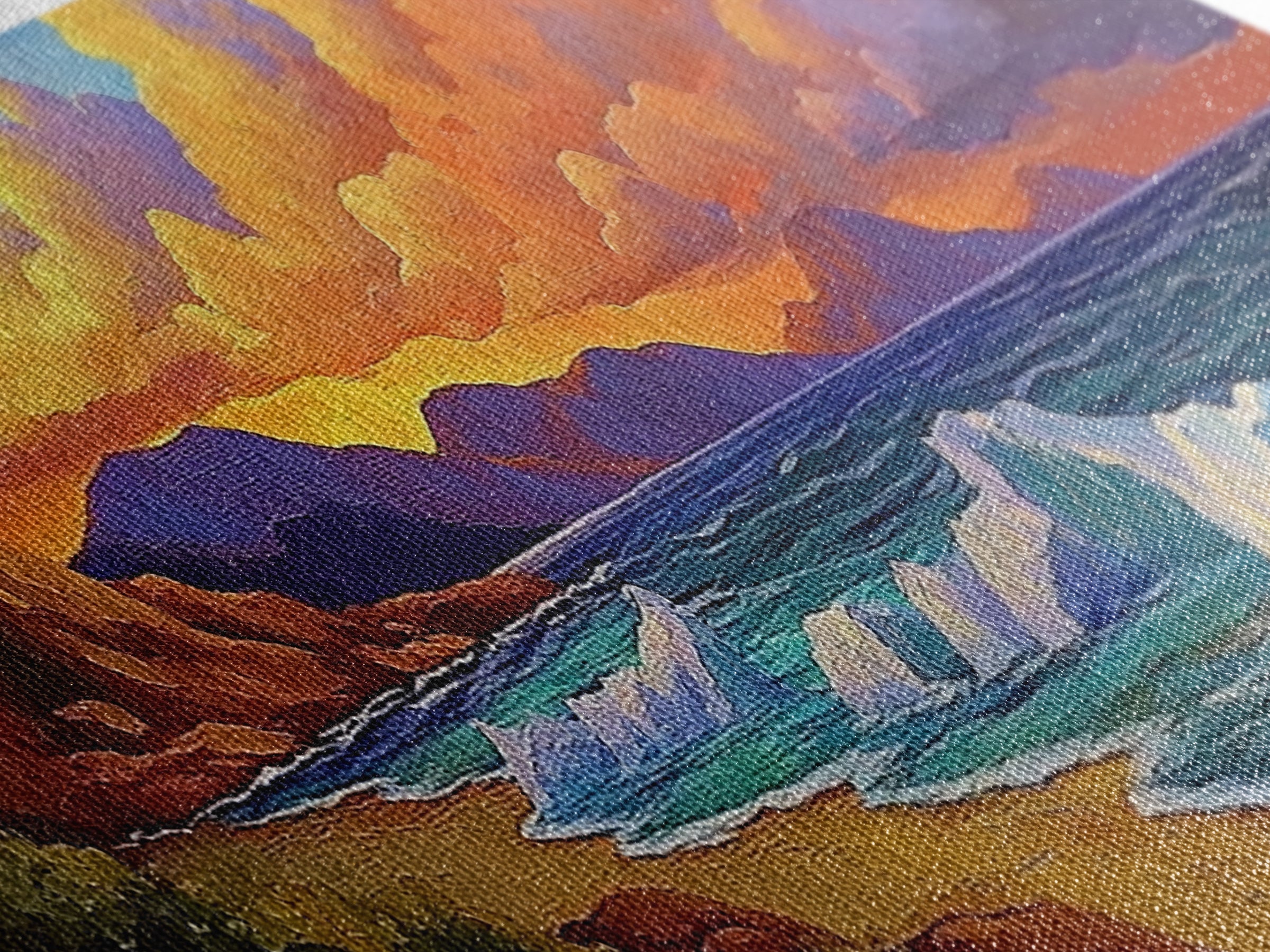 Coastal Sunset Glow, Ocean Horizon, Vibrant Wave Art, Framed Canvas Print, Living Room Wall Art, Colorful Beach Landscape