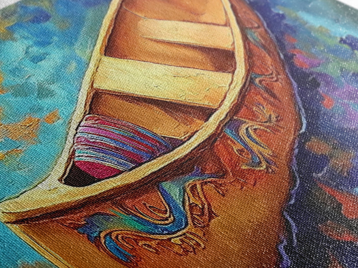 Canoe Reflections, Still Water, Nature Adventure, Relaxing Vibe, Canvas Print, Lake House Decor, Peaceful Boho Wall Art