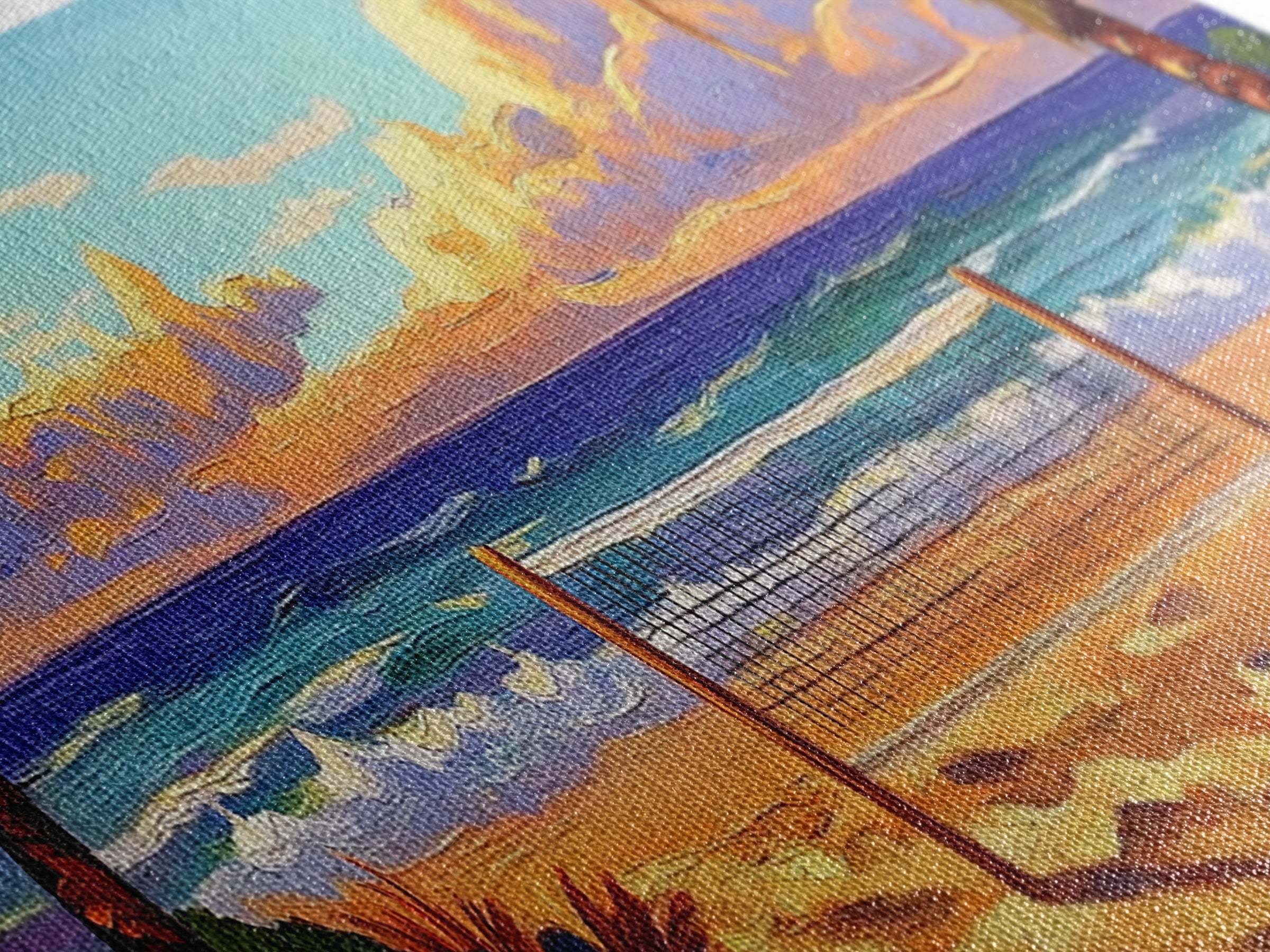 Beach Sunset, Palm Trees, Volleyball Net, Tropical Decor, Framed Canvas Print, Coastal Wall Art, Boho Beach Vibes, Game Room Art