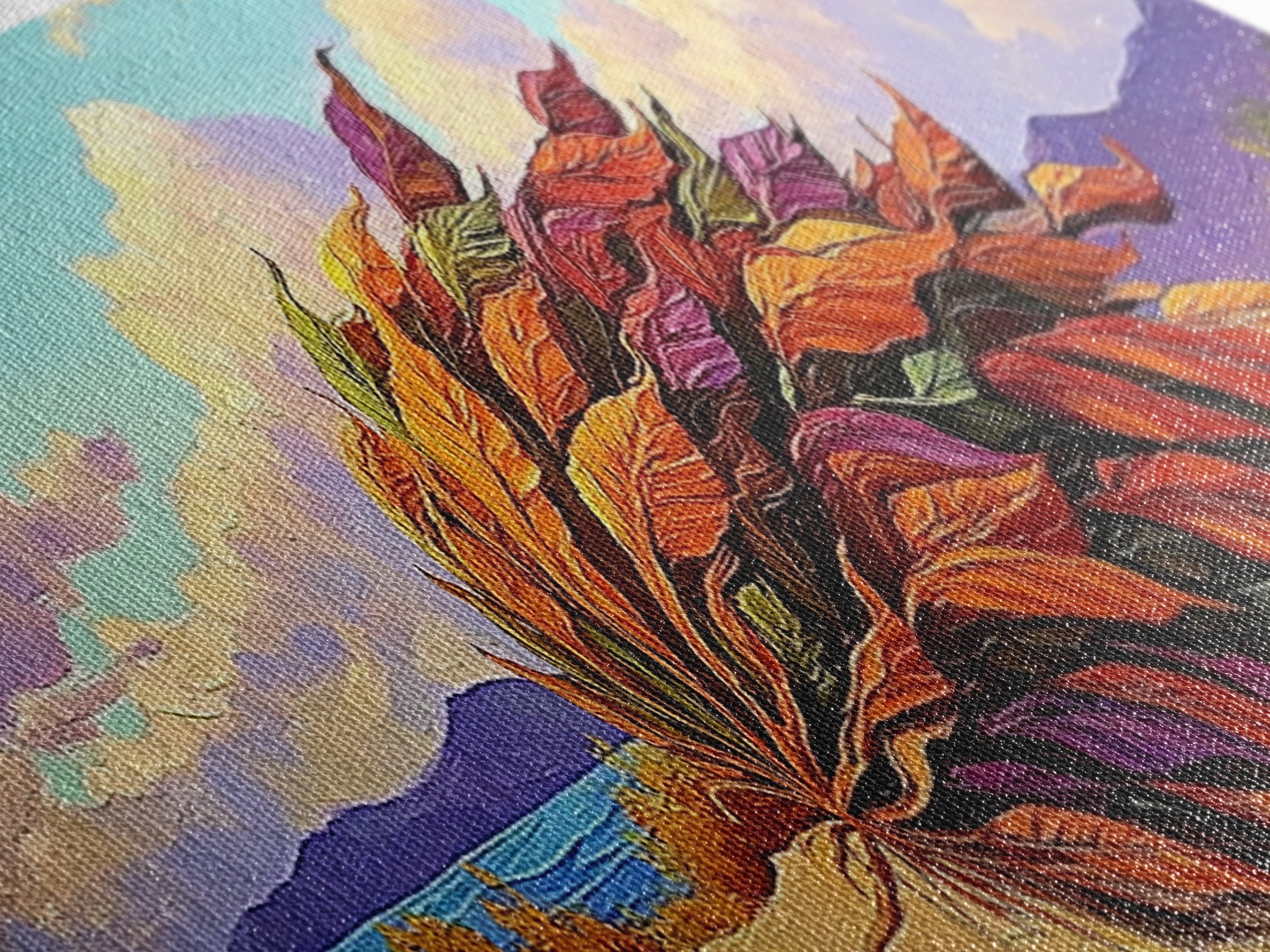 Autumn Leaves, Wind Blown, Fall Nature, Desert Scene, Framed Canvas Print, seasonal decor, rustic living room art, boho autumn artwork