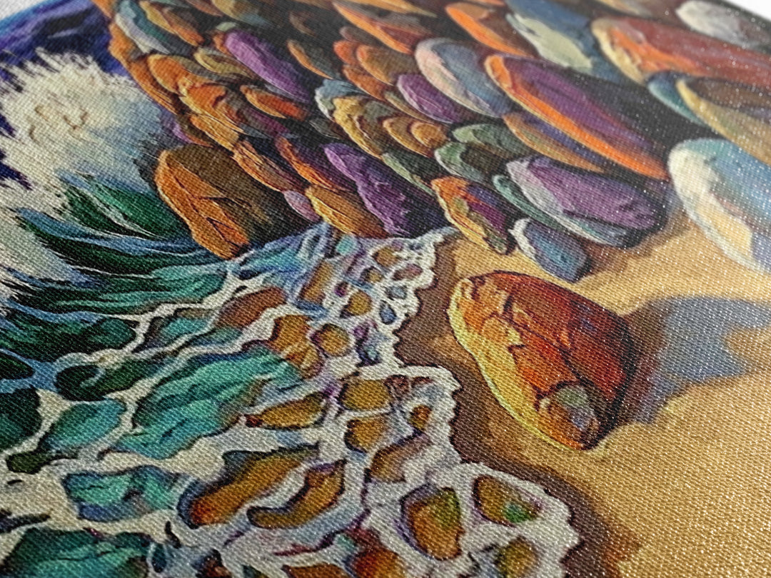 Rocky Shoreline Waves, Ocean Rocks Art, Seaside Spray, Framed Canvas Print, Bathroom Coastal Wall Art, Bold Beach Style, Nautical Decor