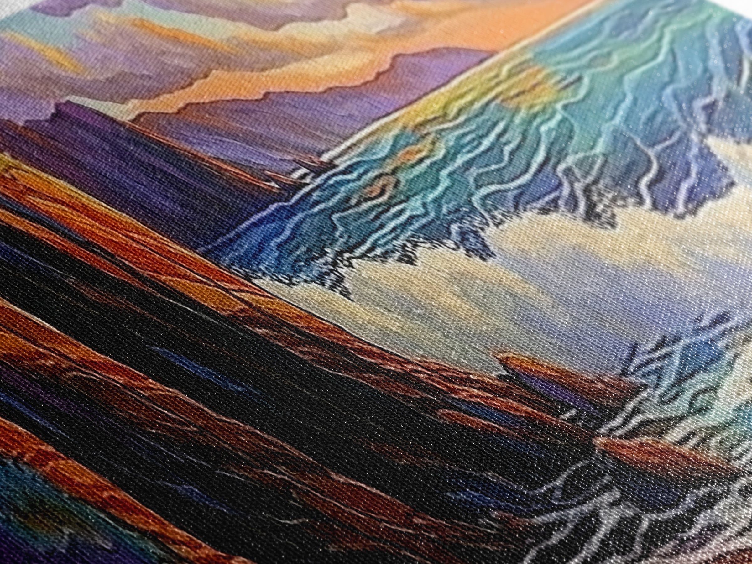 Coastal Cliff, Ocean Waves, Sunset Water, Rocky Shoreline, Framed Canvas Print, Bathroom Wall Art, Vibrant Seascape, Beach House Style