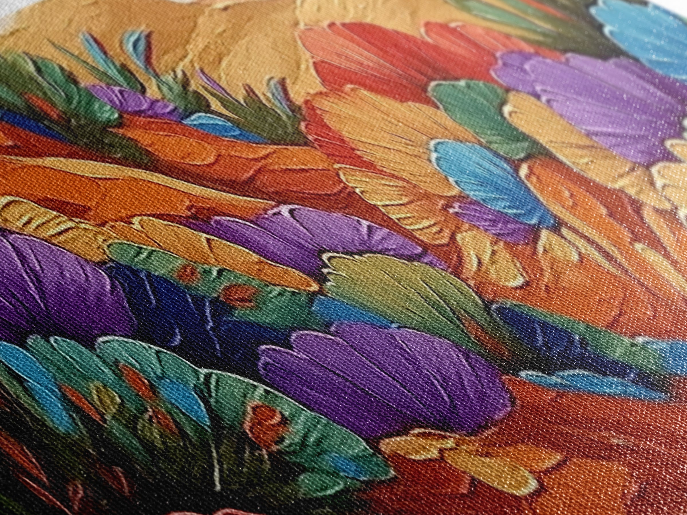 Colorful Desert Blooms, Vibrant Landscape, Boho Floral Style, Framed Canvas Print, Bedroom Wall Art, Modern Southwestern Painting