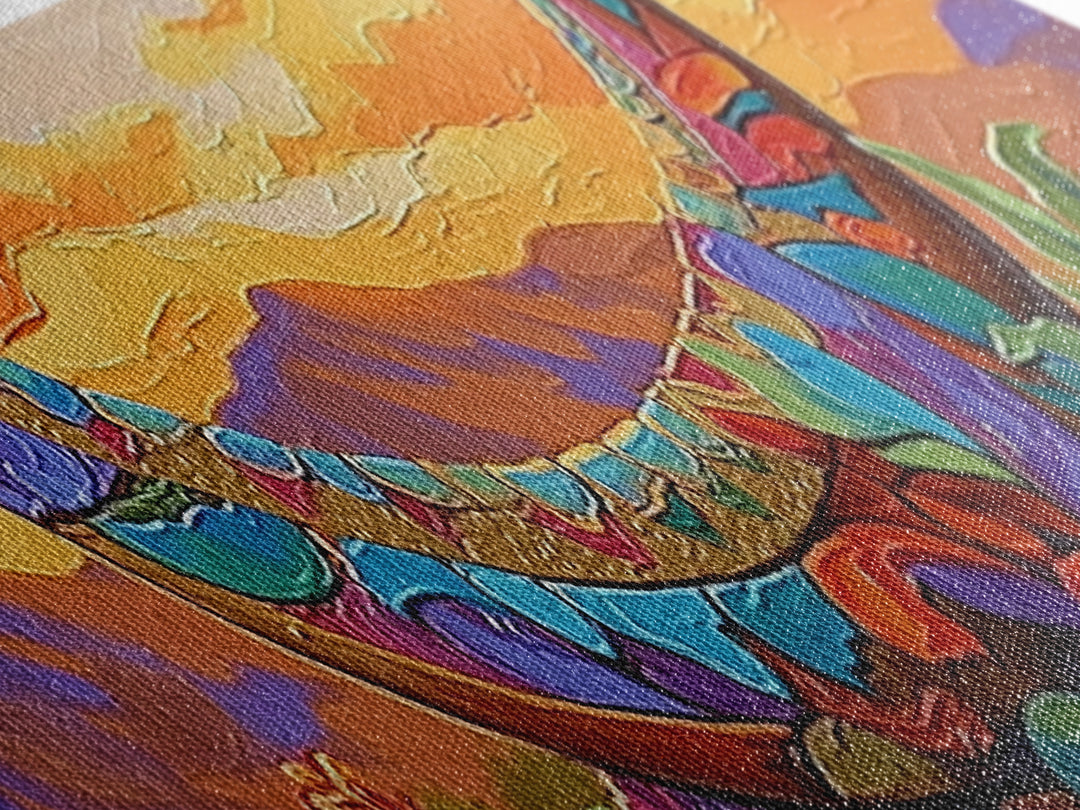 Crescent Moon, Floral Sunset, Western Vibes, Framed Canvas Print, Desert Boho Wall Art, Living Room Decor, Whimsical Southwestern Art