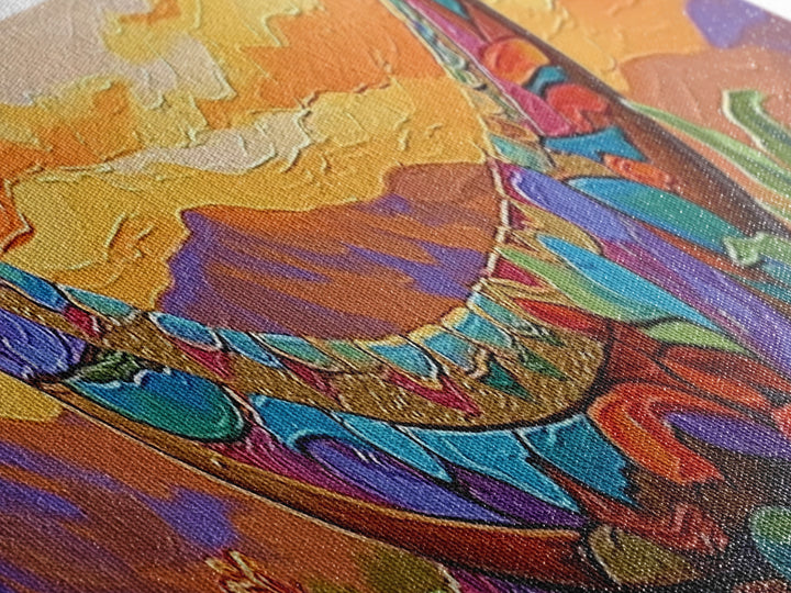 Crescent Moon, Floral Sunset, Western Vibes, Framed Canvas Print, Desert Boho Wall Art, Living Room Decor, Whimsical Southwestern Art