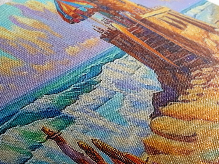 Beach Fortress, Family Fun, Ocean Adventure, Sunny Day Framed Canvas Print, Vacation Memory Wall Art, Playroom Beach Art