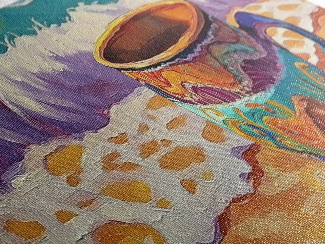 Beach Mug, Coastal Cup, Ocean Waves, Canvas Print, Beach Kitchen Art, Tropical Vibe, Boho Beach House, Nautical Wall Decor