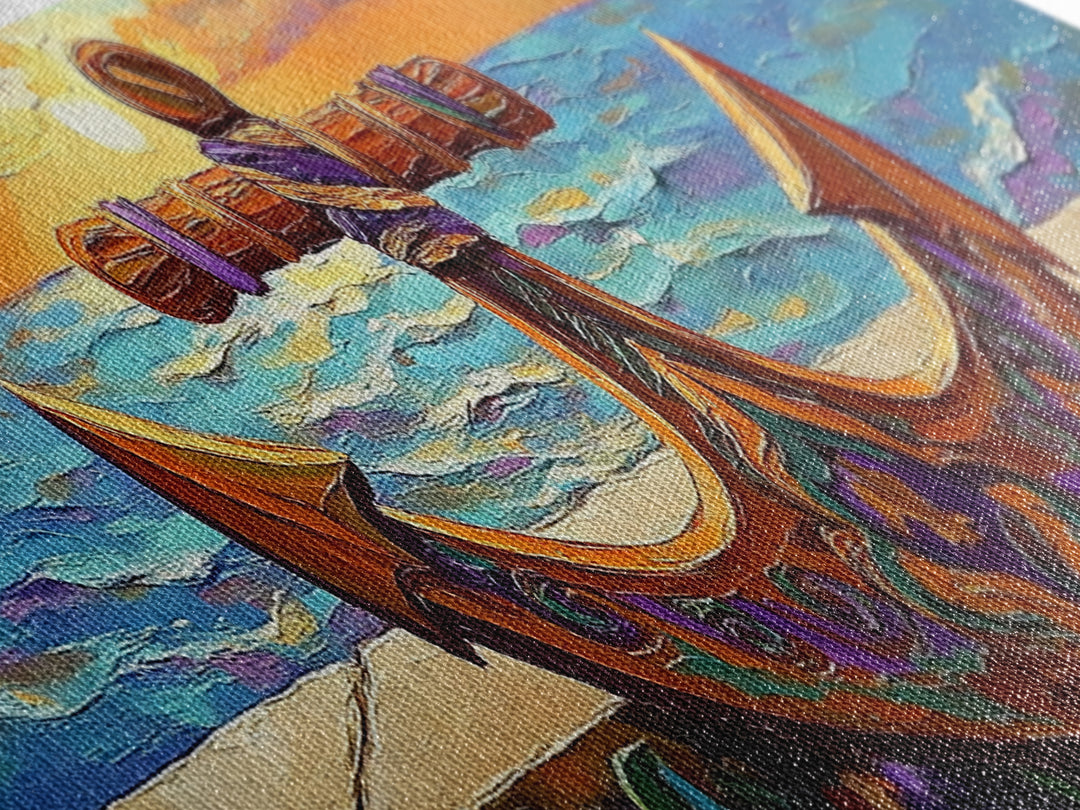 Anchor Seaside Art, Nautical Sunset, Framed Canvas Print, Coastal Home Decor, Ocean Lover Gift, Beach Living Room Wall Art