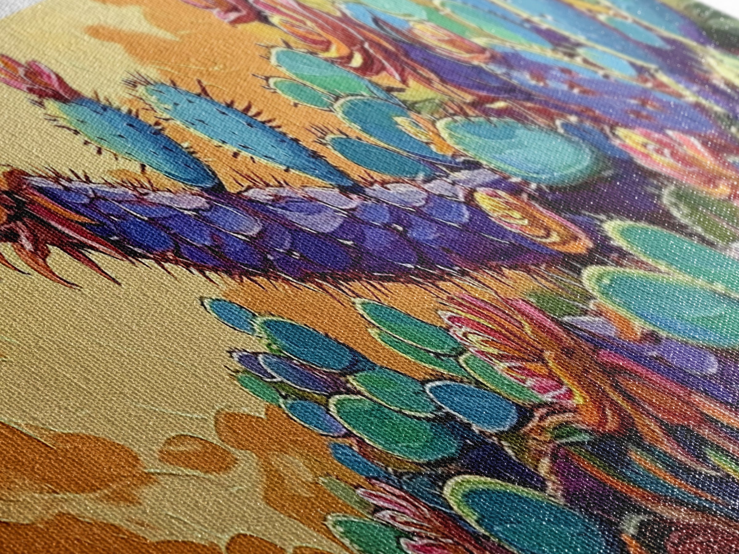 Cactus Bloom Field, Desert Botanical Art, Succulent Flower Print, Framed Canvas Print, Kitchen Wall Art, Vibrant Garden, Boho Decor