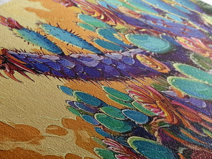 Cactus Bloom Field, Desert Botanical Art, Succulent Flower Print, Framed Canvas Print, Kitchen Wall Art, Vibrant Garden, Boho Decor