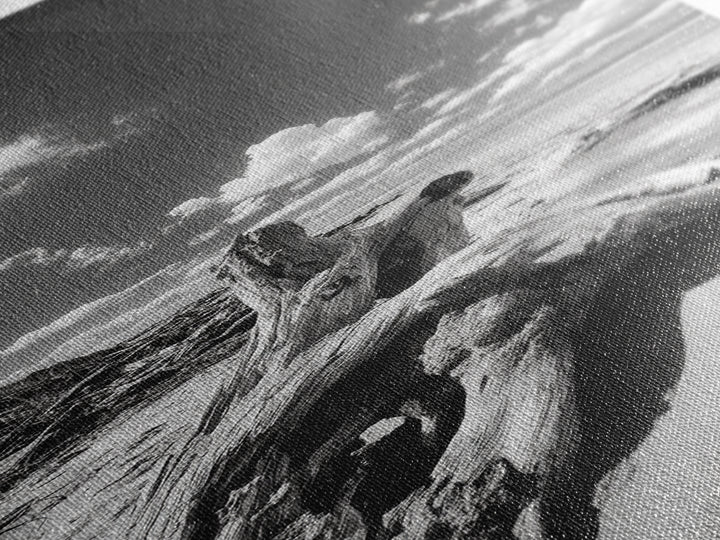 Coastal Driftwood, Sandy Beach, Ocean View, Rustic Style, Canvas Print, Fall Wall Art, Bathroom Decor, Nature Photography Art