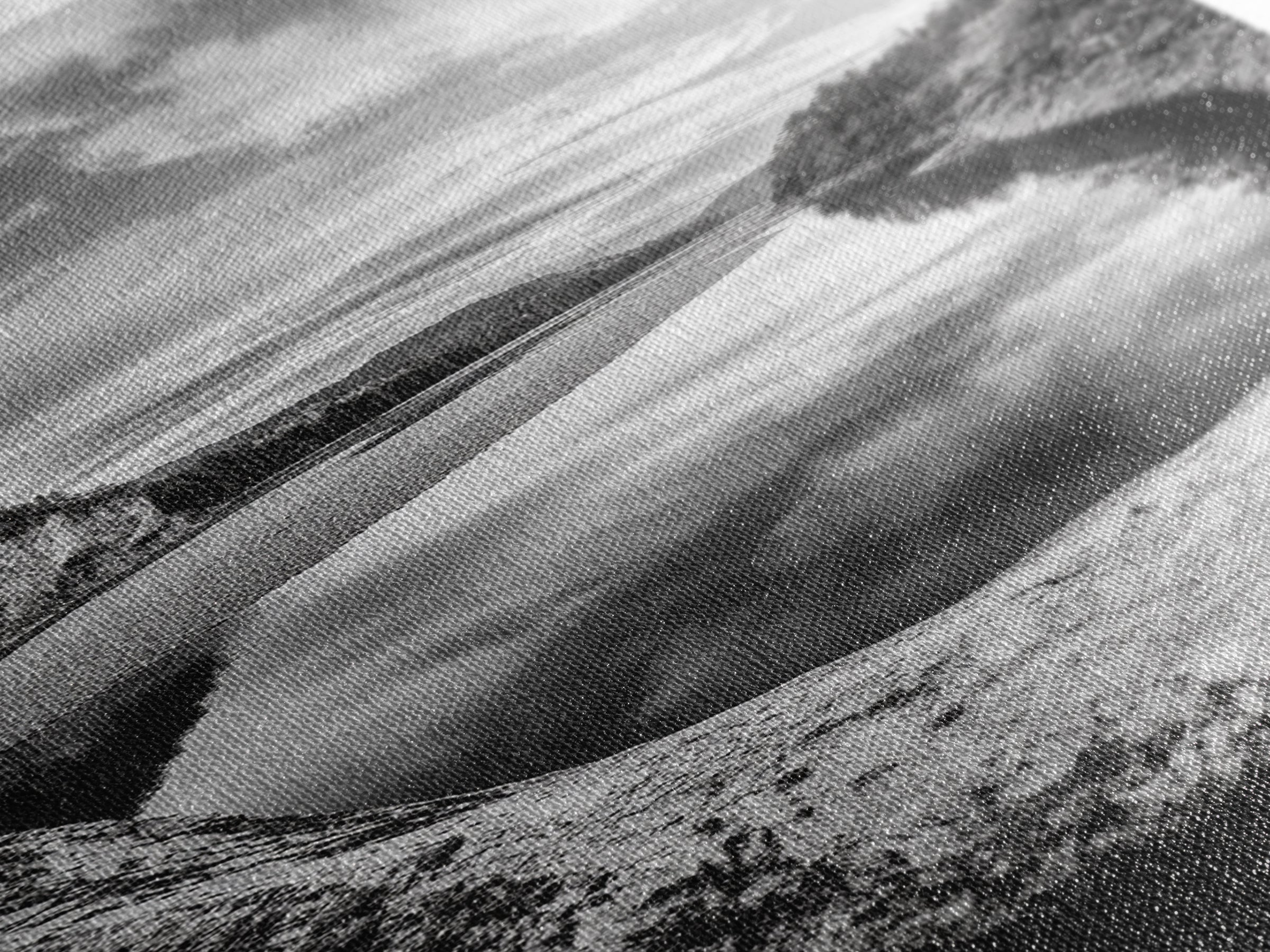 Black and White River, Forest Nature Scene, Reflection Wall Art, Framed Canvas Print, Neutral Landscape, Minimalist Bedroom Decor