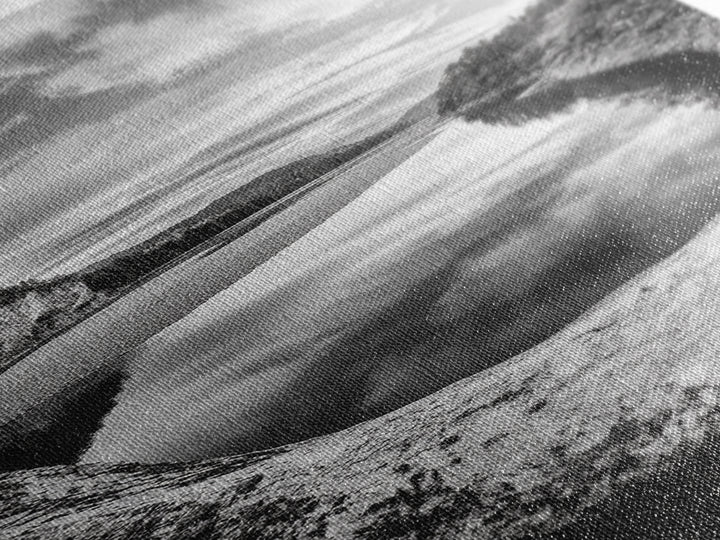 Black and White River, Forest Nature Scene, Reflection Wall Art, Framed Canvas Print, Neutral Landscape, Minimalist Bedroom Decor