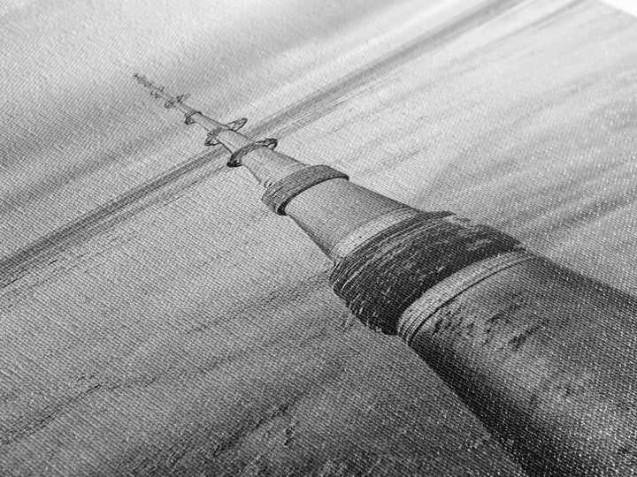 Pipeline Perspective, Industrial Seascape, Grunge Aesthetic, Framed Canvas Print, Coastal industrial art, Minimalist hallway decor, Monochrome print