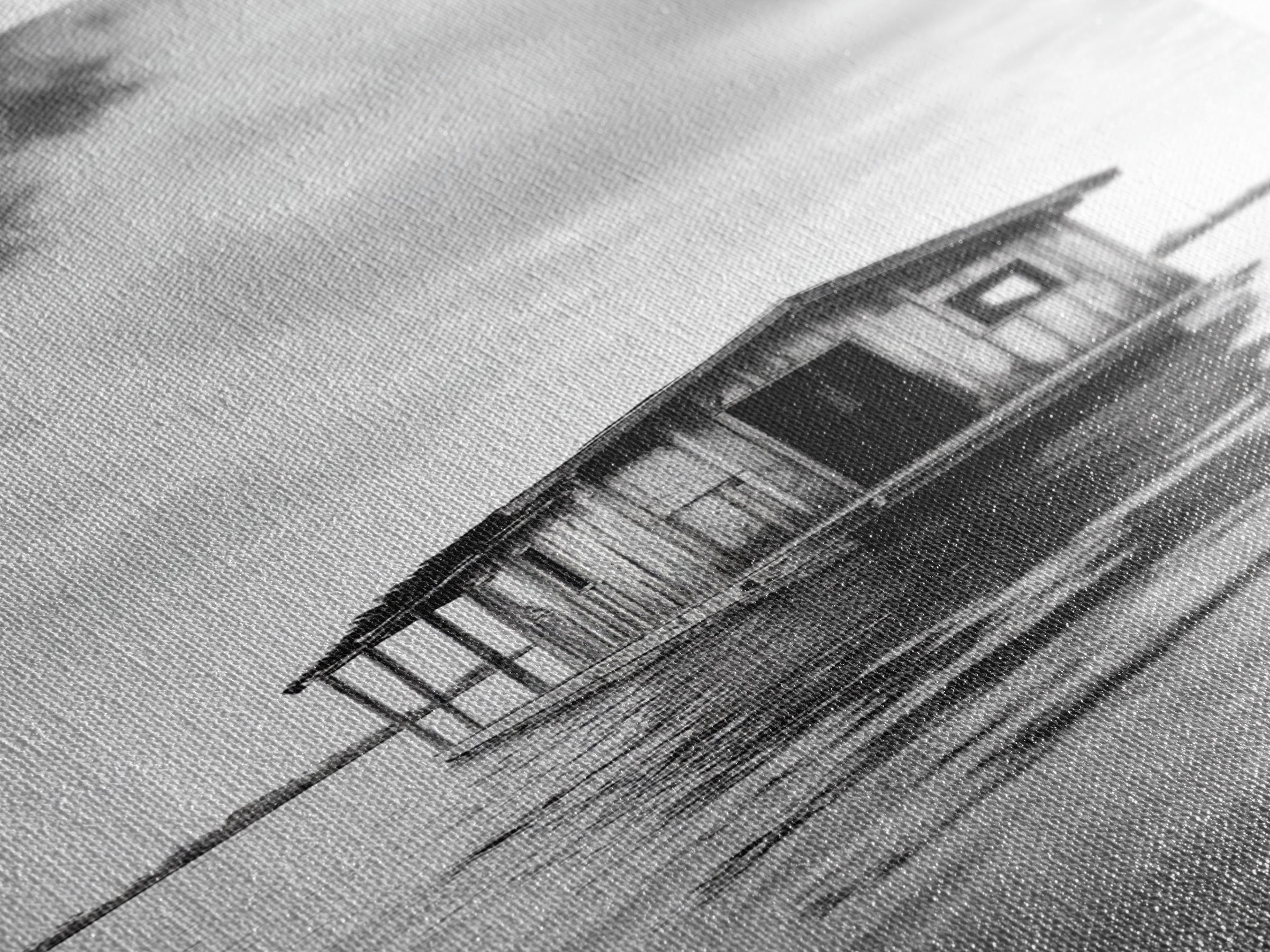 Floating Cabin, Water House, Tranquil Escape, Framed Canvas Print, Serene lake house wall art, Cabin decor, Nature minimalist bathroom print