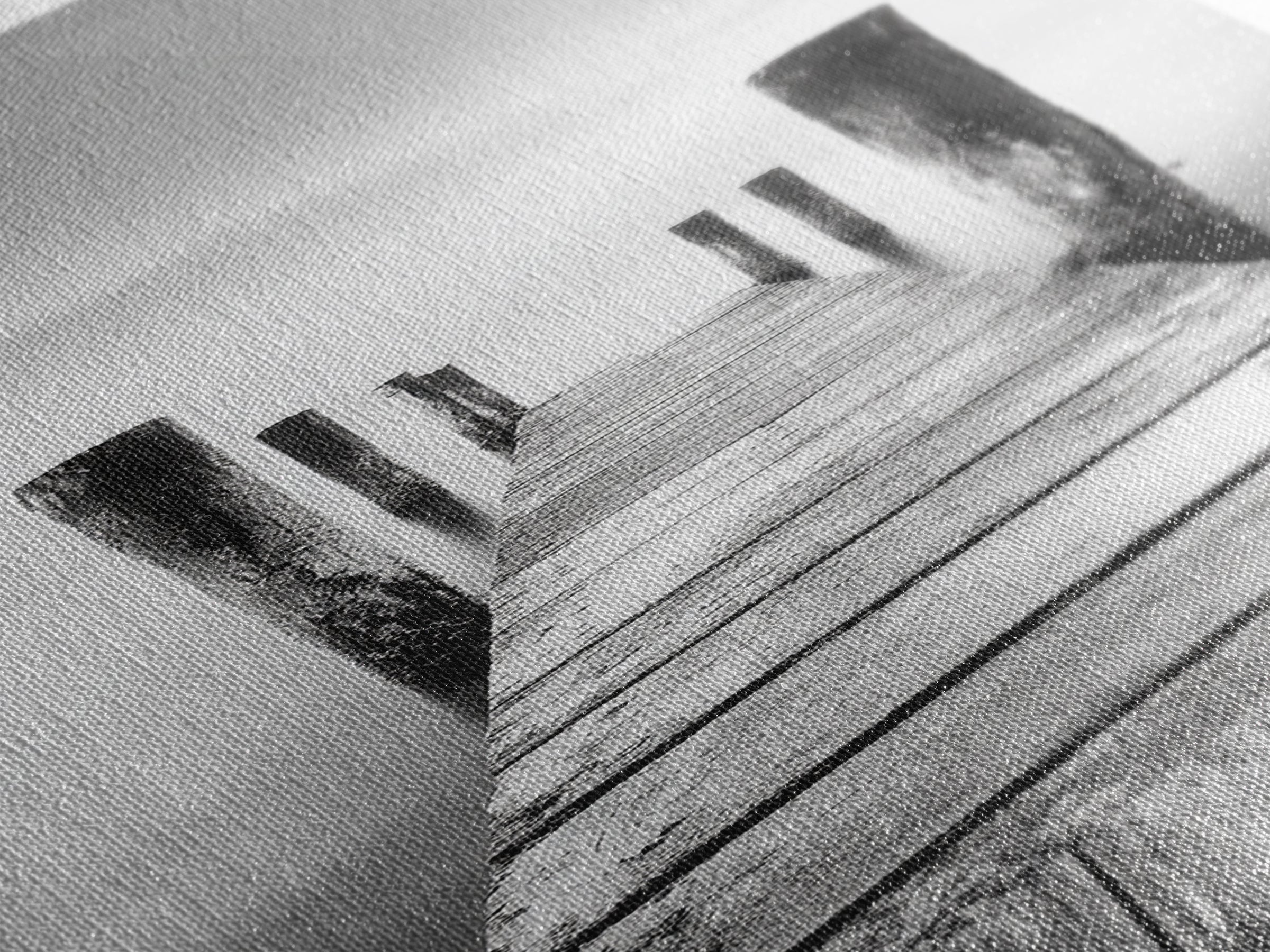 Rustic Dock, Peaceful Lake, Minimal Landscape, Black and White Art, Canvas Print, Tranquil Nature Scene, Entryway Art, Bedroom Wall Art