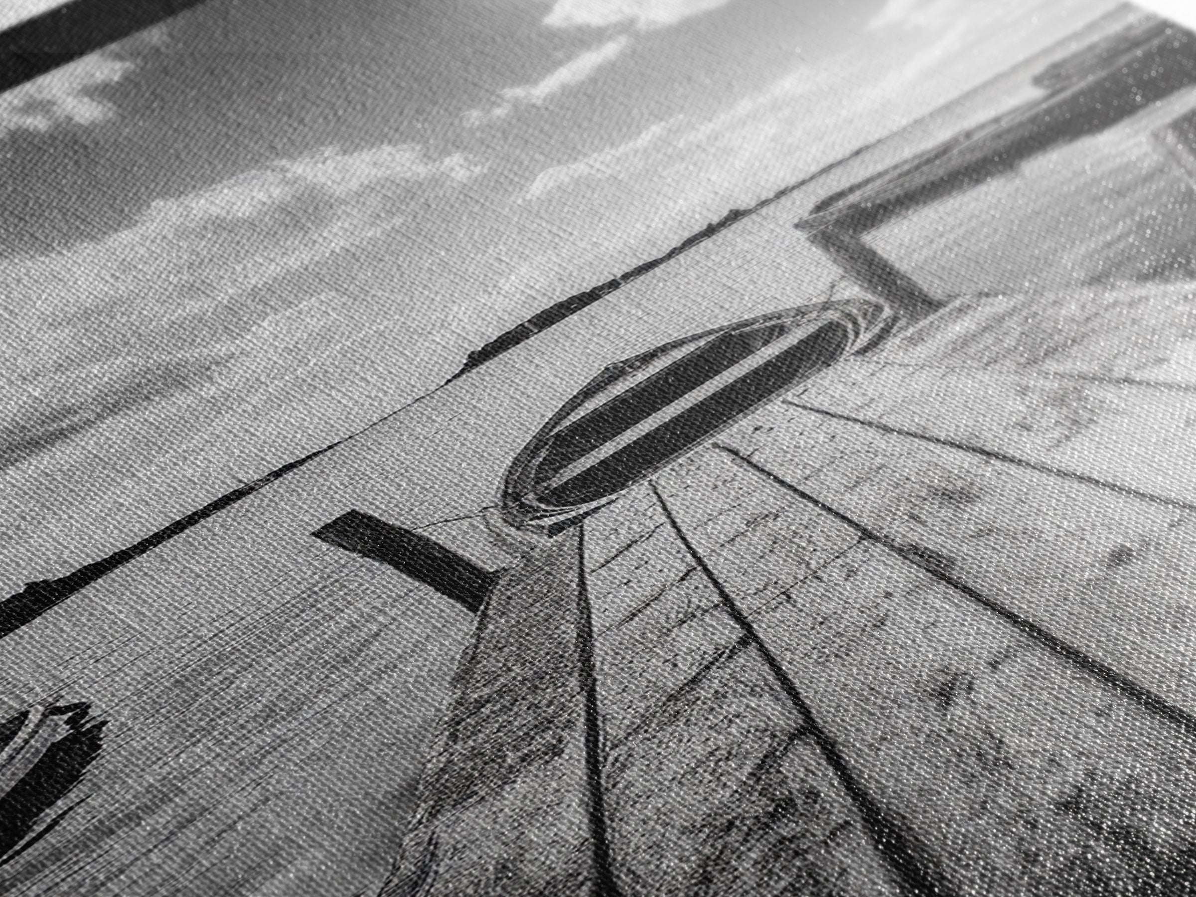 Docked Rowboat, Calm Waters, Rustic Pier, Serene Lake View, Framed Canvas Print, Black and White Coastal Art, Bedroom Wall Decor