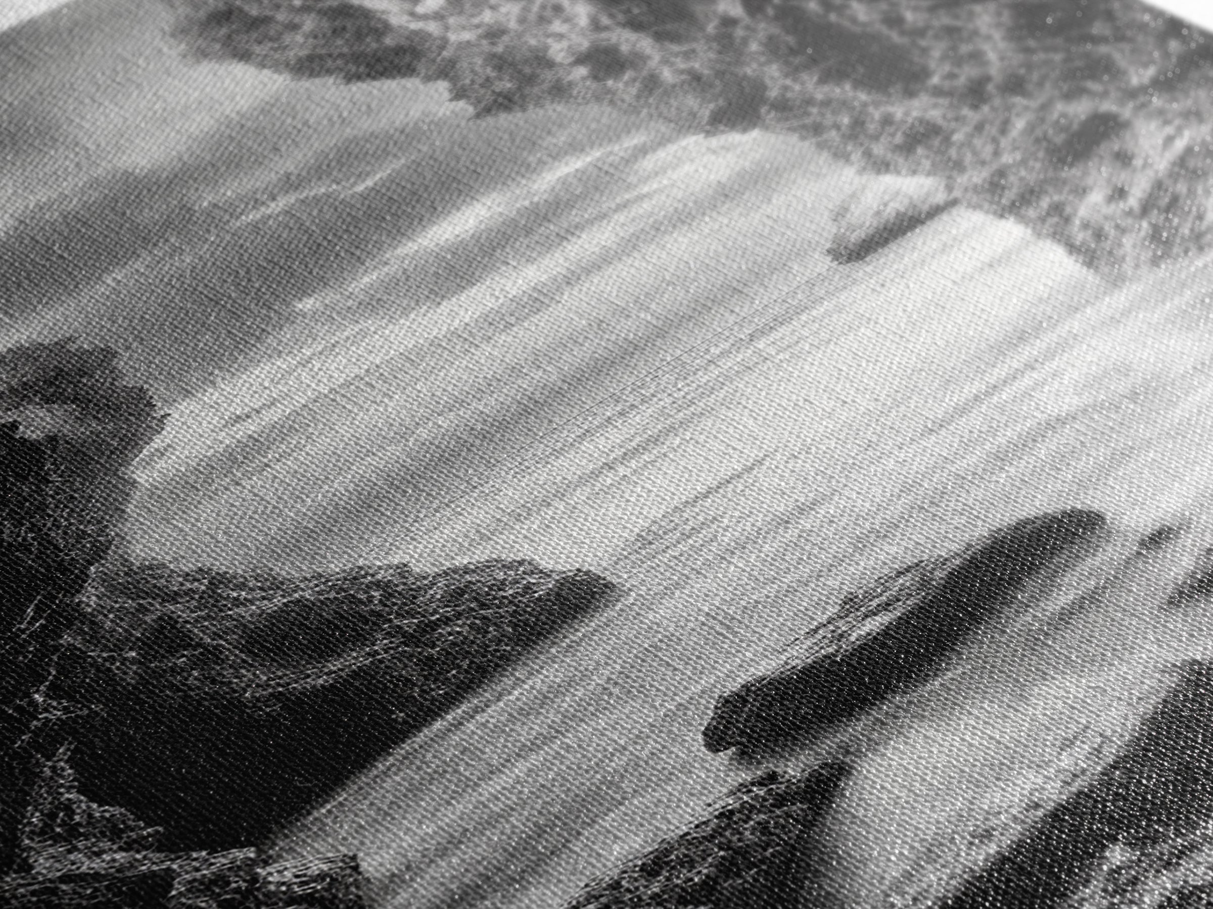 Rocky Passage, Seaside View, Cave Entrance, Dramatic Nature Scene, Framed Canvas Print, Moody Black and White Bedroom Wall Art, Hallway Decor