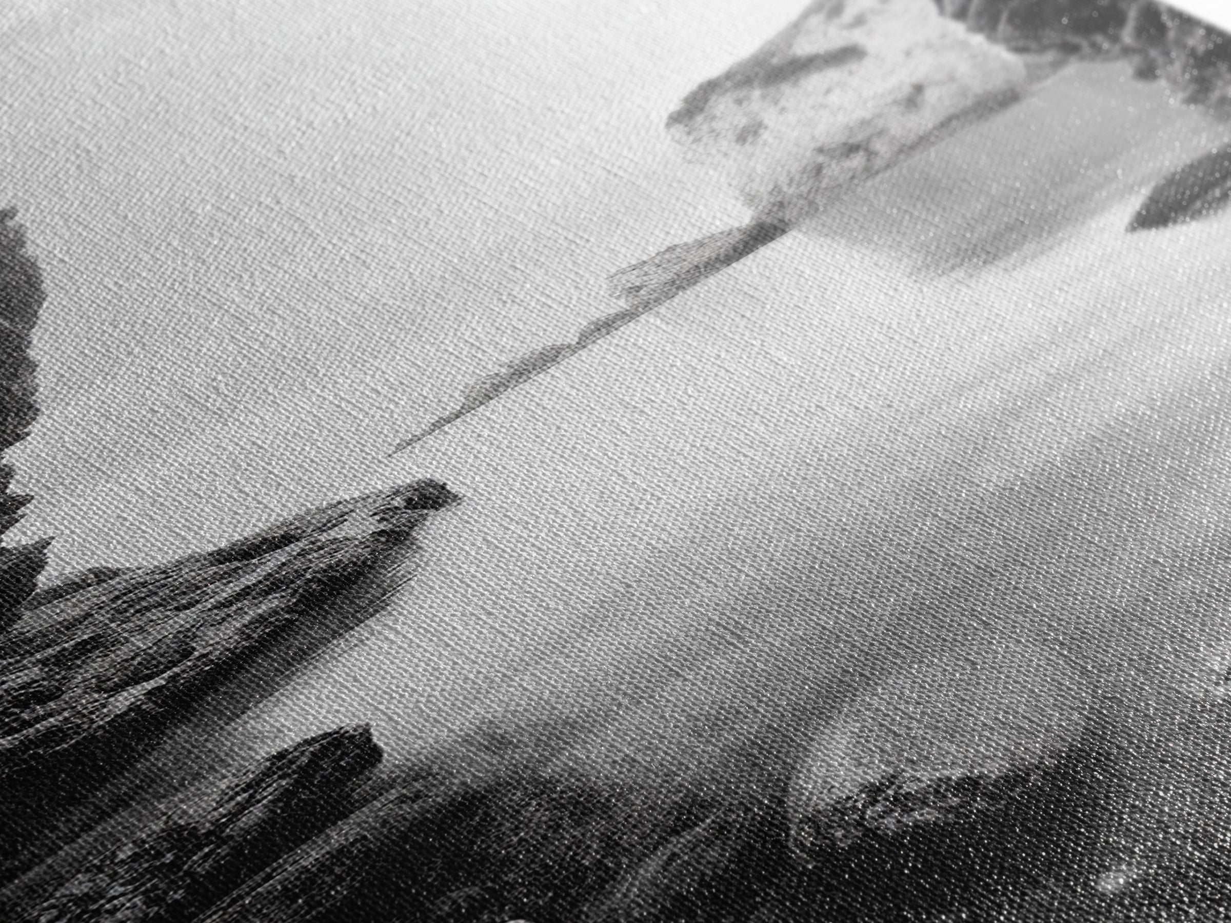 Cliff View, Hidden Bay, Ocean Serenity, Rock Formations, Canvas Print, Black and White Coastal Landscape, Entryway Art, Dining Wall Art