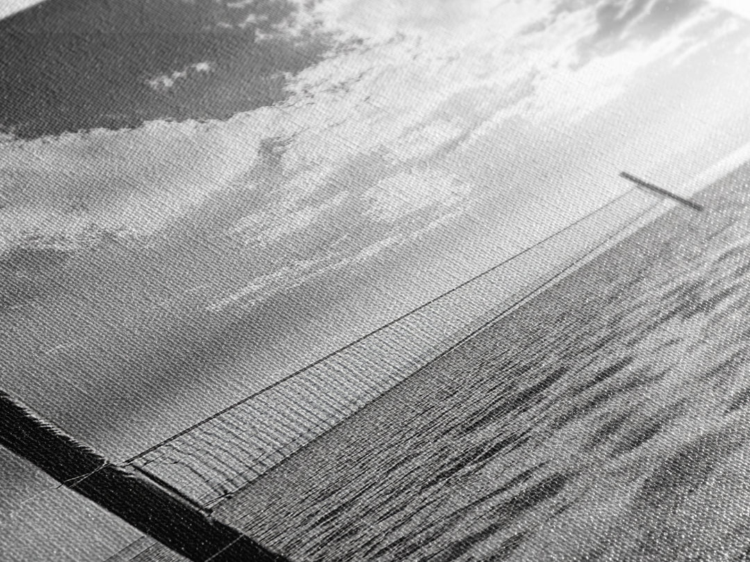 Beach Volleyball, Sandy Court, Summer Games, Ocean Sky, Active Lifestyle, Framed Canvas Print, Game Room Wall Art, Sporty Coastal Art