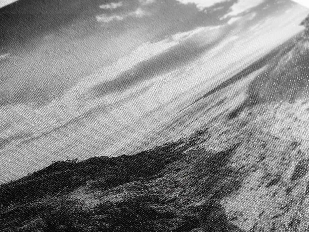 Cliffside Horizon, Beach Escape, Black and White Nature, Framed Canvas Print, Coastal Wall Art, Entryway Decor, Minimalist Aesthetic